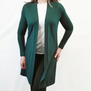 Talbots Green Merino Wool Cardigan Sweater